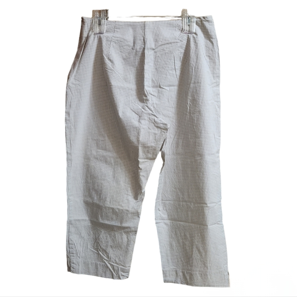 Briggs Petite Capri Pants Women's Size 12P White Spring Summer Plaid RN 102803